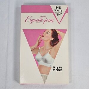 New Vintage Exquisite Form Style P502 White Bullet Bra 34D Cone   Retro Lingerie